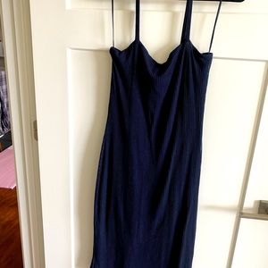 Navy Express Ribbed MIDI dress